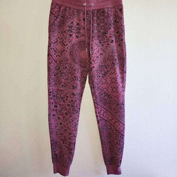 bebe Sport Bandana Print Logo Jogger Activewear Paisley Boho  Size Small - Picture 6 of 10